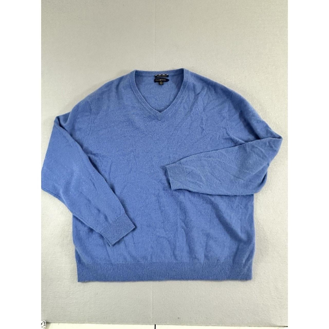 Club Room Estate 100% 2-Ply Cashmere Vneck Sweater Light Blue Men's Size Xxl